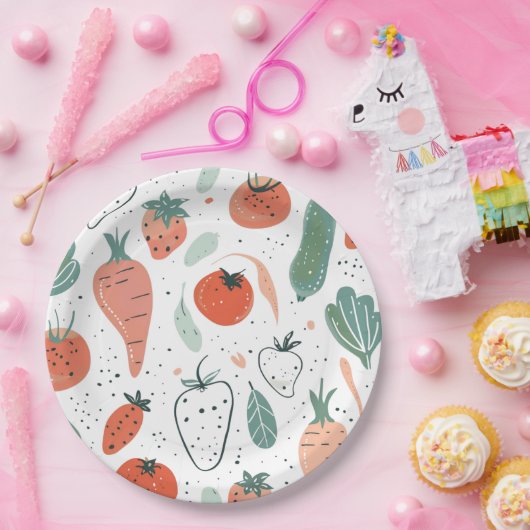 Handgezogenes Gemüse Pappteller (Party)