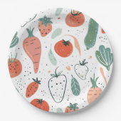 Handgezogenes Gemüse Pappteller (Vorderseite)