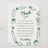 Handgezogenes Gemüse, selbst geerntet, Babydusche Dankeskarte (Vorderseite)