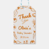 Handgezogenes Gemüse, selbst geerntet, Babydusche Geschenkanhänger (Vorderseite)