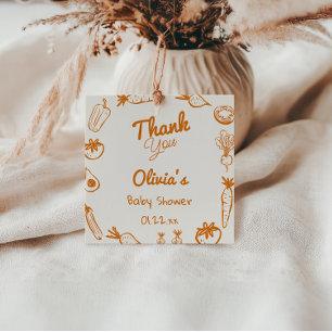 Handgezogenes Gemüse, selbst geerntet, Babydusche Geschenkanhänger