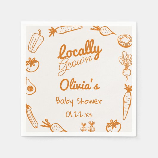 Handgezogenes Gemüse, selbst geerntet, Babydusche Serviette (Vorderseite)