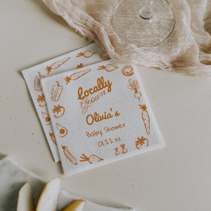 Handgezogenes Gemüse, selbst geerntet, Babydusche Serviette