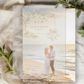 Handgezogenes Gold Bloral Save the Date Pergament Einladungen