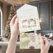 Handgezogenes Gold Foil Snowflake Weihnachtsfest F All-in-One-Einladung