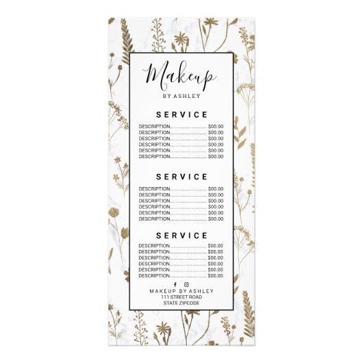 Handgezogenes Gold, niedlich getrocknet, gepresste Werbekarte (Hinten)