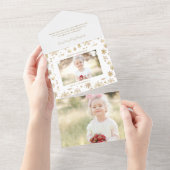 Handgezogenes Gold Snowflake Weihnachtsfest Foto All In One Einladung (Abreißen)