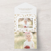 Handgezogenes Gold Snowflake Weihnachtsfest Foto All In One Einladung (Innen Boden)