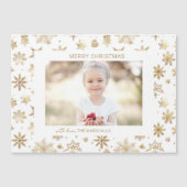 Handgezogenes Gold Snowflake Weihnachtsfest Foto Magnetkarte (Vorderseite)