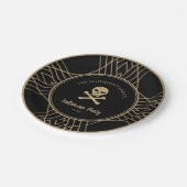 Handgezogenes Gold und Vintages Halloween-Party Pappteller (Schrägansicht)