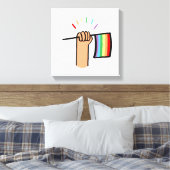 Handgezogenes Hand Waving a Rainbow Flag Leinwanddruck (Insitu (Schlafzimmer))