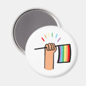 Handgezogenes Hand Waving a Rainbow Flag Magnet (Vorderseite/Rückseite)
