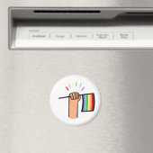 Handgezogenes Hand Waving a Rainbow Flag Magnet (In Situ (Geschirrspüler))