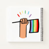 Handgezogenes Hand Waving a Rainbow Flag Notizblock (Rückseite)