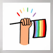 Handgezogenes Hand Waving a Rainbow Flag Poster (Vorne)