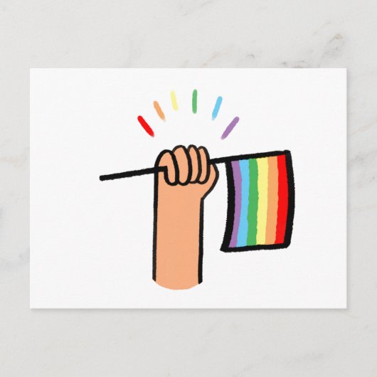 Handgezogenes Hand Waving a Rainbow Flag Postkarte (Vorderseite)