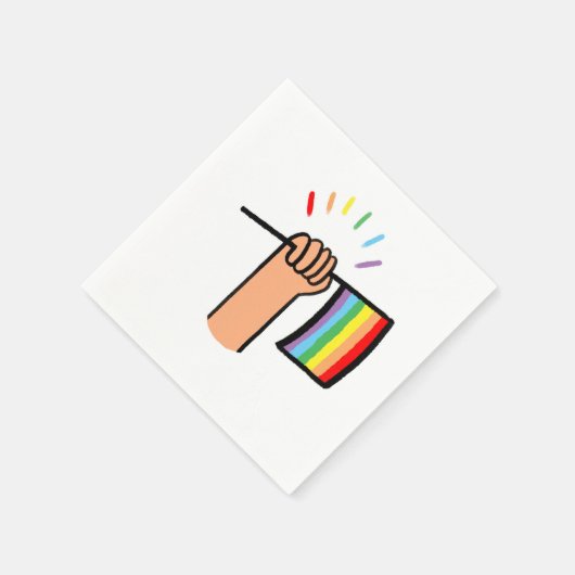 Handgezogenes Hand Waving a Rainbow Flag Serviette (Ecke)