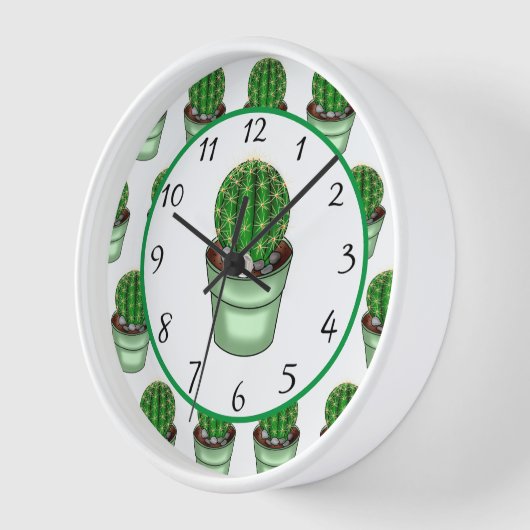 Handgezogenes Haus Cacti Uhr (Winkel)