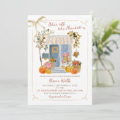 Handgezogenes Herbst-Pumpkin-Brautparty Einladung (Stehend Vorderseite)