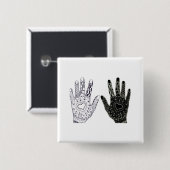 Handgezogenes Herz Doodled Hands Button (Vorne & Hinten)