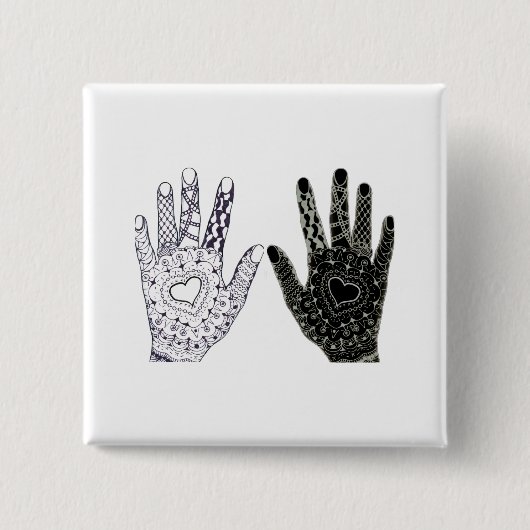 Handgezogenes Herz Doodled Hands Button (Vorderseite)