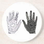 Handgezogenes Herz Doodled Hands Sandstein Untersetzer (Vorne)