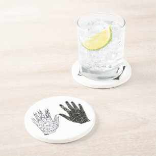 Handgezogenes Herz Doodled Hands Sandstein Untersetzer