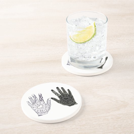 Handgezogenes Herz Doodled Hands Sandstein Untersetzer (Seite)