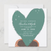 Handgezogenes Herz Kaktus gepunktete Pflanze Braut Einladung (Vorderseite)