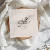 handgezogenes Hochzeitsfutter Serviette