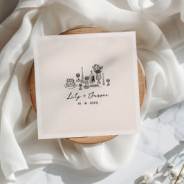 handgezogenes Hochzeitsfutter Serviette