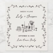 handgezogenes Hochzeitsfutter Weinetikett (Einzelnes Label)