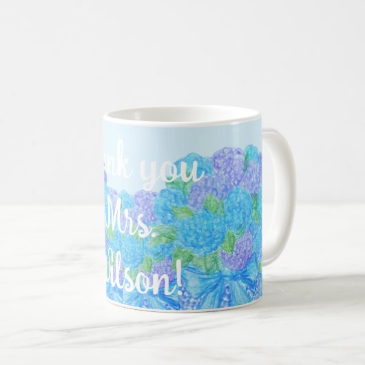 Handgezogenes Hydrangea in Vase Kaffeetasse (VorderseiteRechts)