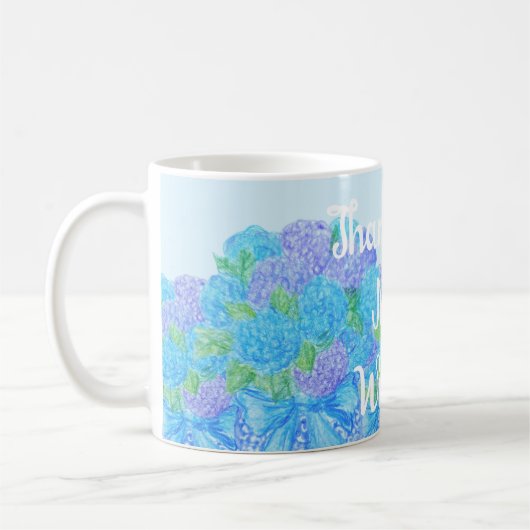 Handgezogenes Hydrangea in Vase Kaffeetasse (Links)