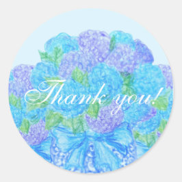 Handgezogenes Hydrangea in Vase Runder Aufkleber