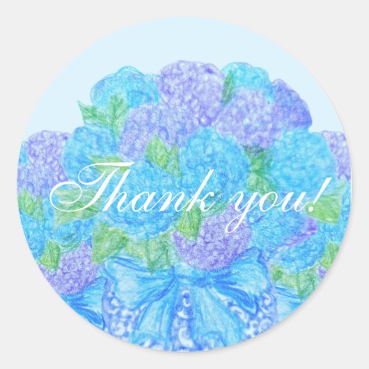 Handgezogenes Hydrangea in Vase Runder Aufkleber (Vorderseite)