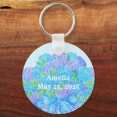 Handgezogenes Hydrangea in Vase Schlüsselanhänger (Vorderseite)