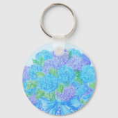 Handgezogenes Hydrangea in Vase Schlüsselanhänger (Rückseite)