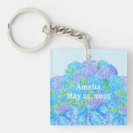 Handgezogenes Hydrangea in Vase Schlüsselanhänger