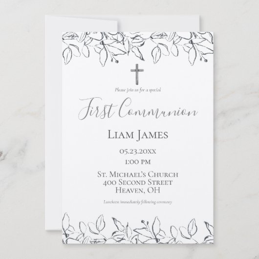 Handgezogenes Kreuz Einladung (Vorderseite)