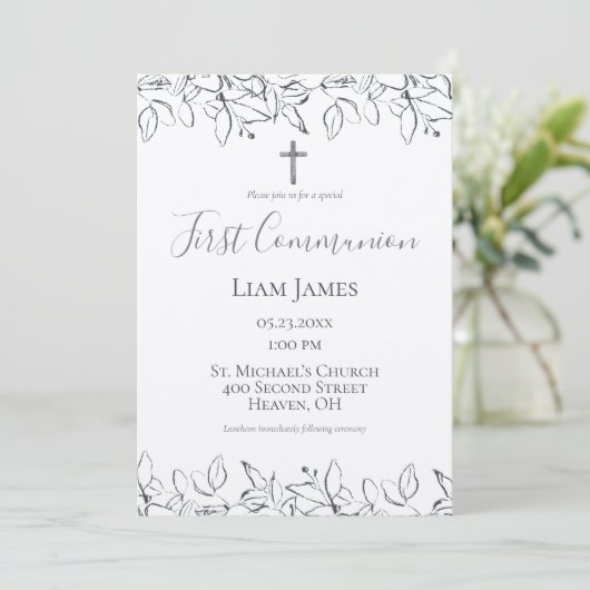 Handgezogenes Kreuz Einladung (Stehend Vorderseite)