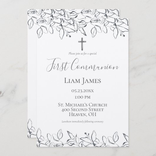 Handgezogenes Kreuz Einladung (Vorne/Hinten)