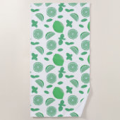 Handgezogenes Limon- & Minzhandtuch Strandtuch (Vorderseite)