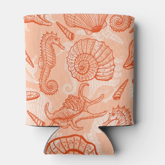 Handgezogenes Meer: Vintages Muster Dosenkühler (Rückseite)