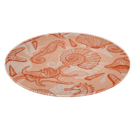 Handgezogenes Meer: Vintages Muster Schneidebrett (Ecke)