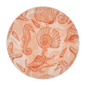 Handgezogenes Meer: Vintages Muster Schneidebrett (Vorderseite)