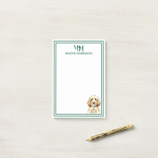 Handgezogenes Monogramm Doodle Martini-Glas Post-it Klebezettel (Auf Schreibtisch)