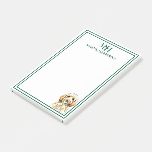 Handgezogenes Monogramm Doodle Martini-Glas Post-it Klebezettel (angewinkelt)