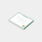 Handgezogenes Monogramm, Golden Doodle Martini Post-it Klebezettel (angewinkelt)