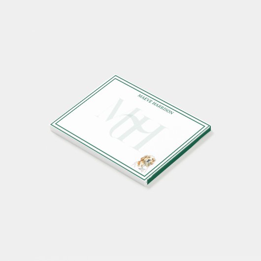 Handgezogenes Monogramm, Goldenes Retriever Pet Post-it Klebezettel (angewinkelt)